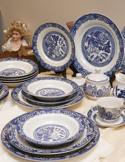 Image of Antique Blue and White Fine China at Hangers of Hope Thrift Stores Benefiting the Bethesda Health Clinic in Tyler, TX