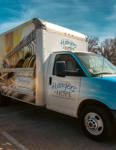 Donation Truck for Hangers of Hope Thrift Stores Benefiting the Bethesda Health Clinic in Tyler, TX