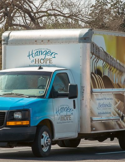 Donation Truck for Hangers of Hope Thrift Stores Benefiting the Bethesda Health Clinic in Tyler, TX