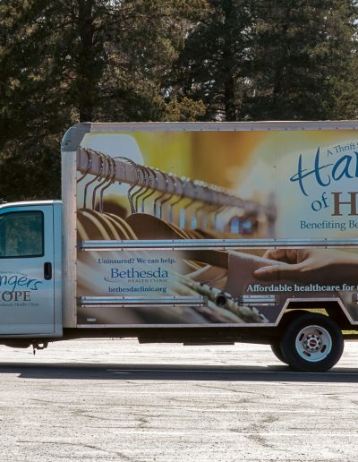 Donation Truck for Hangers of Hope Thrift Stores Benefiting the Bethesda Health Clinic in Tyler, TX